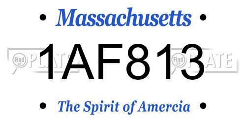 1AF813 Massachusetts License Plate
