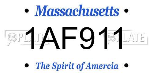 1AF911 Massachusetts License Plate