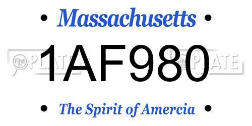 1AF980 Massachusetts License Plate