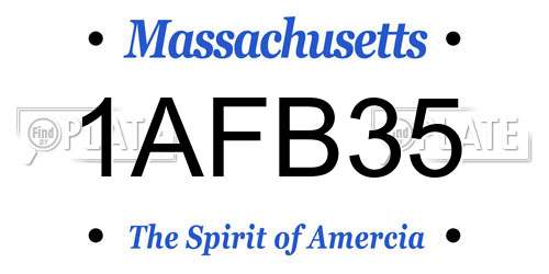 1AFB35 Massachusetts License Plate
