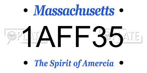 1AFF35 Massachusetts License Plate