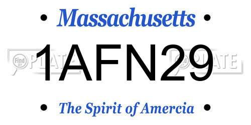 1AFN29 Massachusetts License Plate