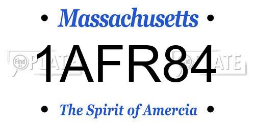 1AFR84 Massachusetts License Plate