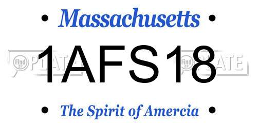 1AFS18 Massachusetts License Plate