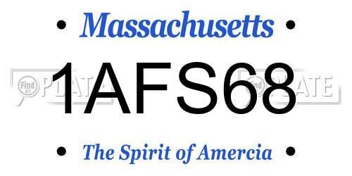 1AFS68 Massachusetts License Plate