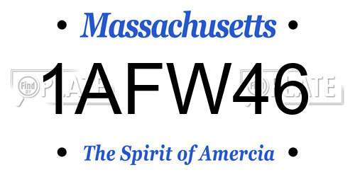 1AFW46 Massachusetts License Plate