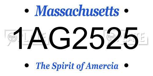 1AG2525 Massachusetts License Plate