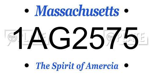 1AG2575 Massachusetts License Plate