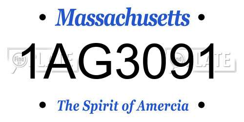 1AG3091 Massachusetts License Plate