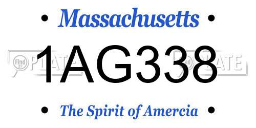 1AG338 Massachusetts License Plate