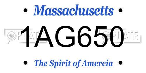 1AG650 Massachusetts License Plate