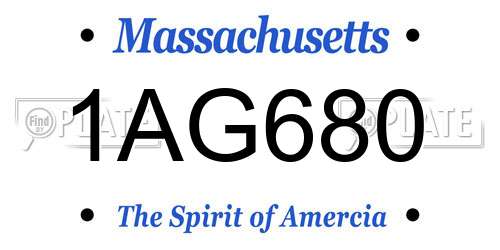1AG680 Massachusetts License Plate