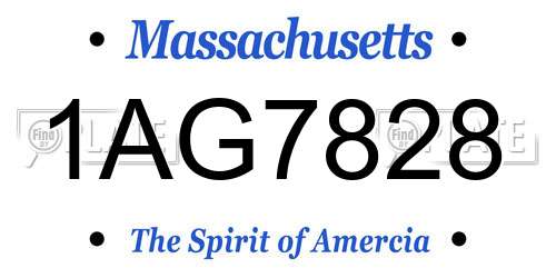 1AG7828 Massachusetts License Plate