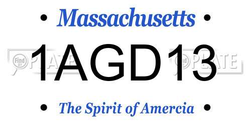 1AGD13 Massachusetts License Plate