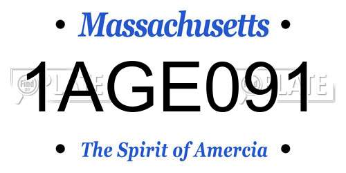1AGE091 Massachusetts License Plate