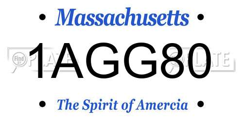 1AGG80 Massachusetts License Plate