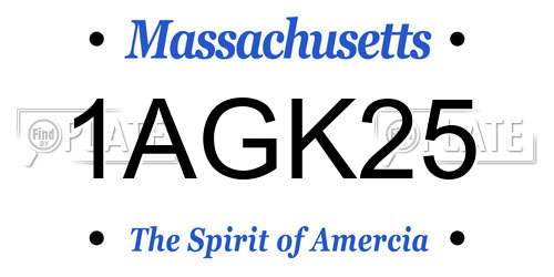 1AGK25 Massachusetts License Plate