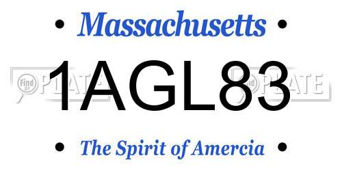 1AGL83 Massachusetts License Plate