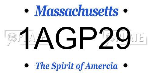 1AGP29 Massachusetts License Plate