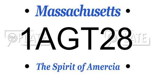1AGT28 Massachusetts License Plate
