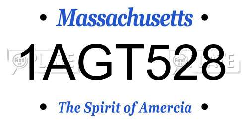 1AGT528 Massachusetts License Plate