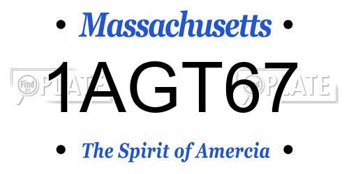1AGT67 Massachusetts License Plate
