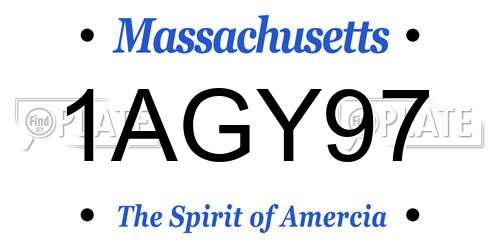 1AGY97 Massachusetts License Plate
