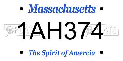 1AH374 Massachusetts License Plate