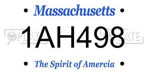 1AH498 Massachusetts License Plate