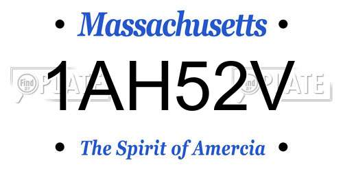 1AH52V Massachusetts License Plate