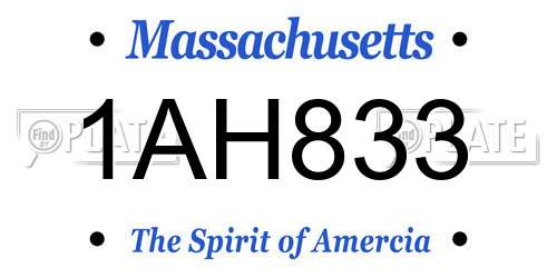 1AH833 Massachusetts License Plate