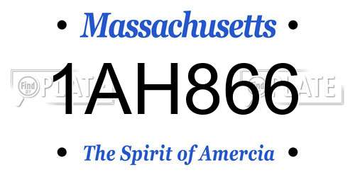 1AH866 Massachusetts License Plate