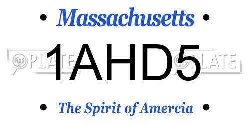 1AHD5 Massachusetts License Plate