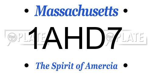 1AHD7 Massachusetts License Plate