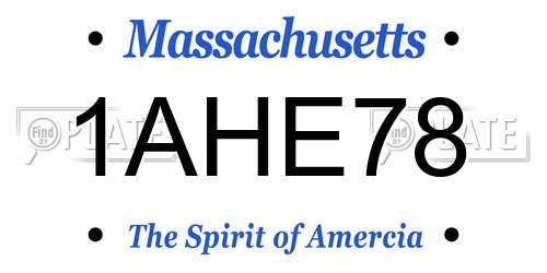 1AHE78 Massachusetts License Plate