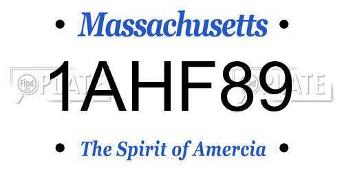 1AHF89 Massachusetts License Plate