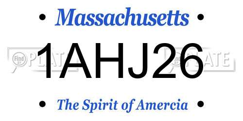 1AHJ26 Massachusetts License Plate