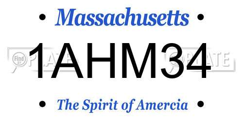 1AHM34 Massachusetts License Plate