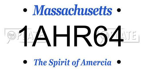 1AHR64 Massachusetts License Plate