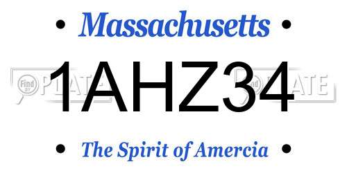 1AHZ34 Massachusetts License Plate
