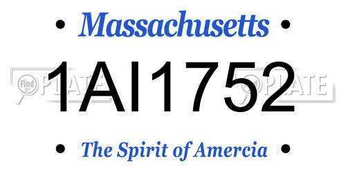 1AI1752 Massachusetts License Plate