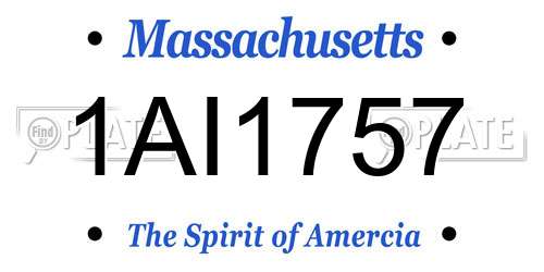 1AI1757 Massachusetts License Plate