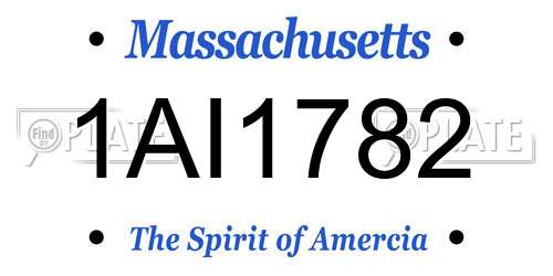 1AI1782 Massachusetts License Plate