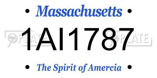1AI1787 Massachusetts License Plate