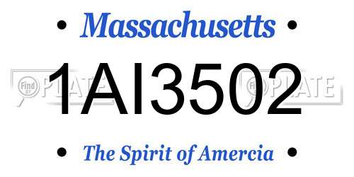 1AI3502 Massachusetts License Plate