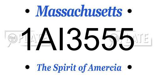 1AI3555 Massachusetts License Plate