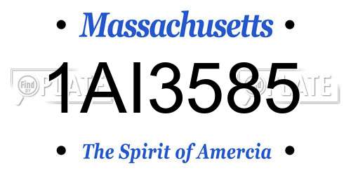 1AI3585 Massachusetts License Plate