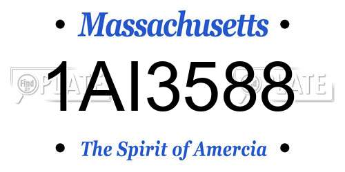 1AI3588 Massachusetts License Plate