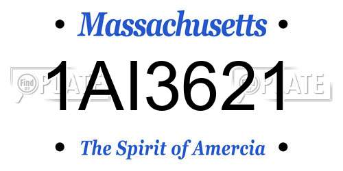 1AI3621 Massachusetts License Plate