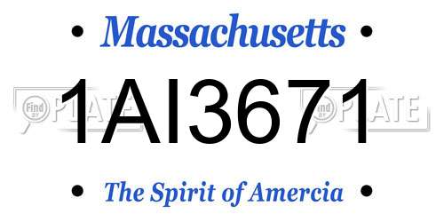 1AI3671 Massachusetts License Plate